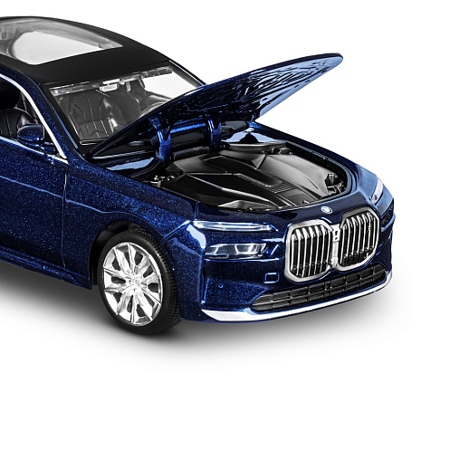 ТМ "Автопанорама" Машинка металлическая, 1:24 BMW I7, голубой, откр. двери и капот, свет, звук, свободный ход колес, в/к 25,3*13,7*5.5 см в Джамбо Тойз #3