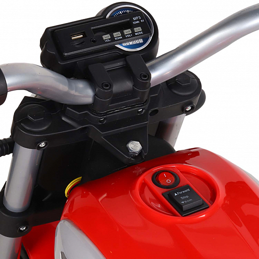 Мотоцикл двухколесный на аккум. 6V6AH*1,  2*15W, свет, звук, надувные колёса, красный, размер мотоцикла 107*53*72см. в Джамбо Тойз #16