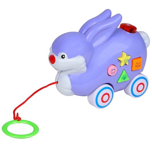 Каталка-игрушка музыкальная "Зайчик" ТМ "Smart Baby", на веревочке, мелодии В. Шаинского, учим фигуры, животных, в/к 16,5*20,5*9 см в Джамбо Тойз #3