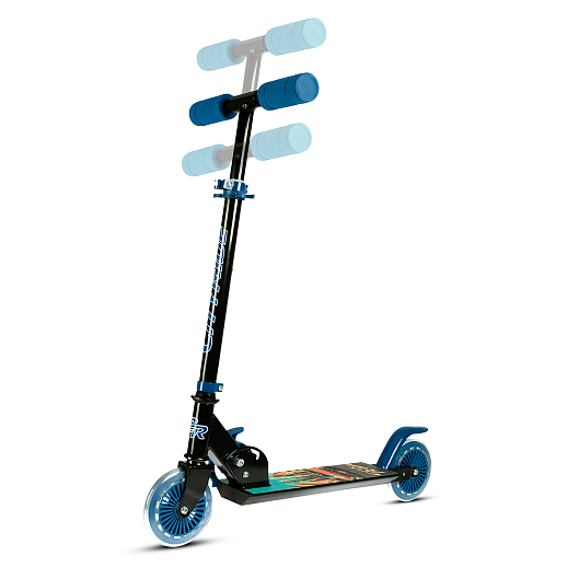 2хкол. самокат CITYRIDE HW 120MM, 100% сталь, мягкие грипсы 95мм, колеса PVC 120/120 мм, черный - синий в Джамбо Тойз #3