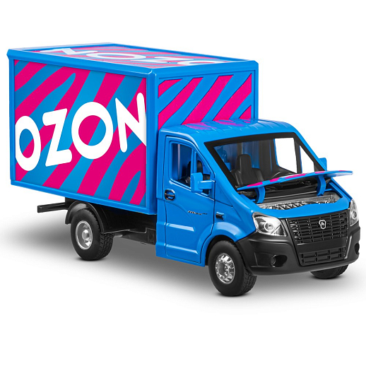ТМ "Автопанорама" Машинка металлическая 1:28 ГАЗель NEXT OZON, синий, откр. двери, задняя дверка фургона, свет, звук, инерция, в/к 24*14*12 см в Джамбо Тойз #20