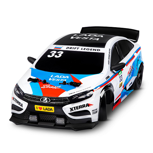 AUTODRIVE Р/У Машина для дрифта LADA Vesta с паром,1:16,2.4GHz,4WD,запасн.колеса 4шт.,свет,с аккум,в/к 31*15*15см в Джамбо Тойз #4