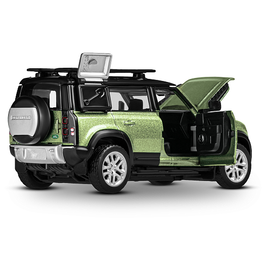 Машинка металлическая 1:43 2020 Land Rover Defender 110, зеленый, тюнинг, откр. двери, свободный ход колес, в/к 23,5*10*4 см в Джамбо Тойз #27