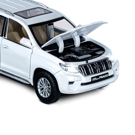 ТМ "Автопанорама" Машинка металлическая, 1:24,  Land Cruiser Prado, белый, открываются двери, капот и багажник, свободный ход колес, световые и звуковые эффекты, в/к 24,5х12,5х10,5 см в Джамбо Тойз #18