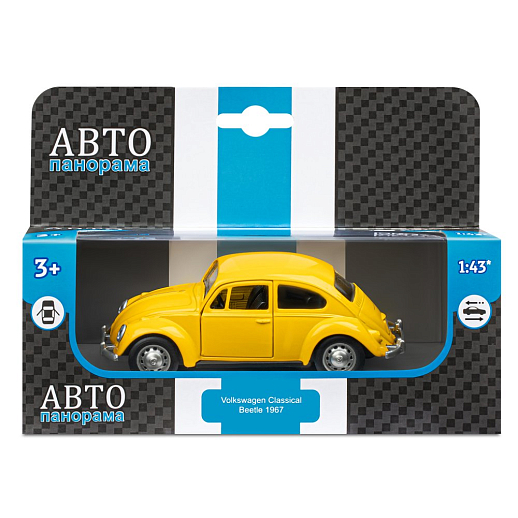 ТМ "Автопанорама" Машинка металлическая 1:36 Volkswagen Classical  Beetle 1967, желтая, откр. двери, инерция, в/к 17,5*12,5*6,5 см в Джамбо Тойз #16