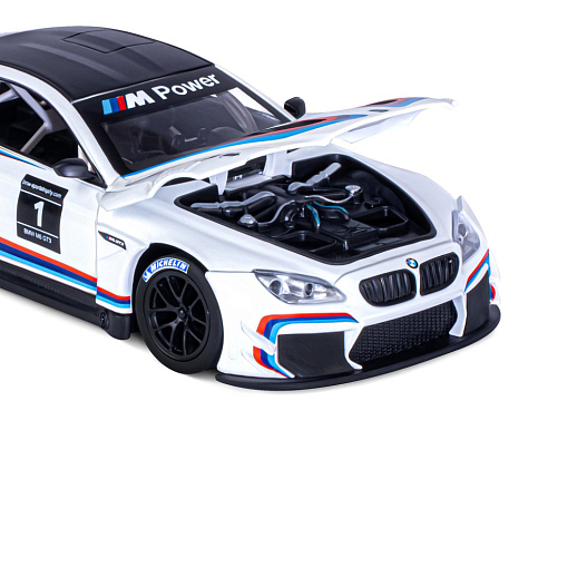 ТМ "Автопанорама" Машинка металлическая, 1:24, BMW M6 GT3, белый,  откр. двери и капот, свет, звук, свободный ход колес, в/к 24,5 х 12,5 х 10,5 см в Джамбо Тойз #18