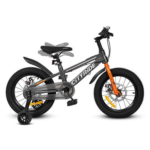 Двухколесный велосипед CITYRIDE, модель CR-B2-10, колеса 16 дюймов, рама сталь, дисковые механические тормоза, свет в раме, балансирные колеса, BT, цвет серый металлик в Джамбо Тойз #4