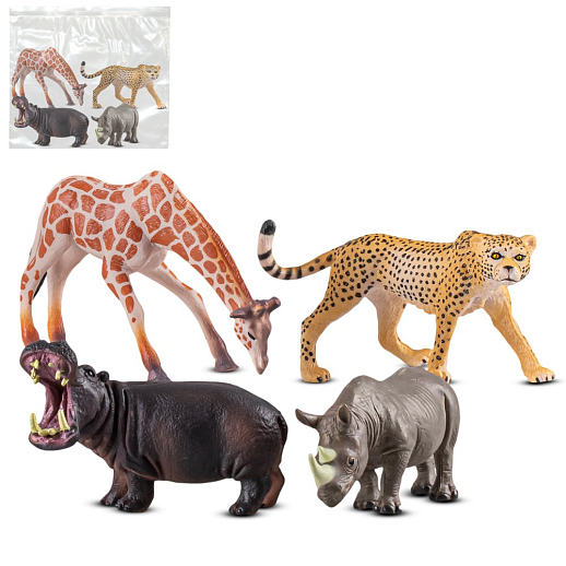 ТМ "КОМПАНИЯ ДРУЗЕЙ", серия "Животные планеты Земля", набор животных "Жители Африки", 4 шт, в/п в Джамбо Тойз