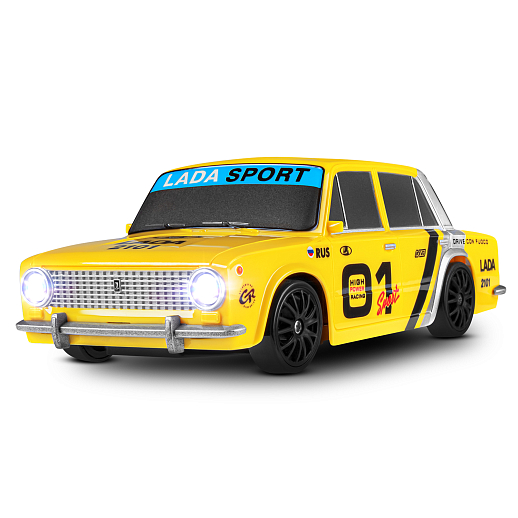 AUTODRIVE Р/У Машина для дрифта LADA 2101,М1:24,2.4GHz,4WD,свет фар,4 доп.колеса,конусы,с аккум.,цв. желтый/серебро/черн.,в/к 20,5*13*13см в Джамбо Тойз #5