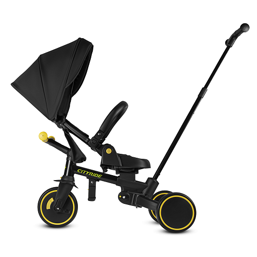 Детский трехколесный велосипед "CITYRIDE". Рама алюминий, может трансформироваться, подножки, колеса 8/7 EVA, капюшон, род. ручка,  персиковый в Джамбо Тойз #8