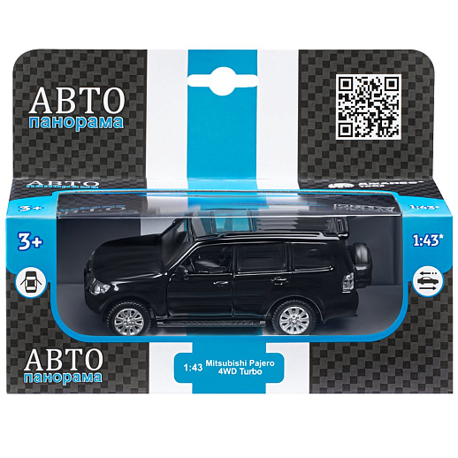 ТМ "Автопанорама" Машинка металлическая 1:43 Mitsubishi Pajero 4WD Turbo, черный, откр. двери, инерция, в/к 17,5*12,5*6,5 см в Джамбо Тойз #5