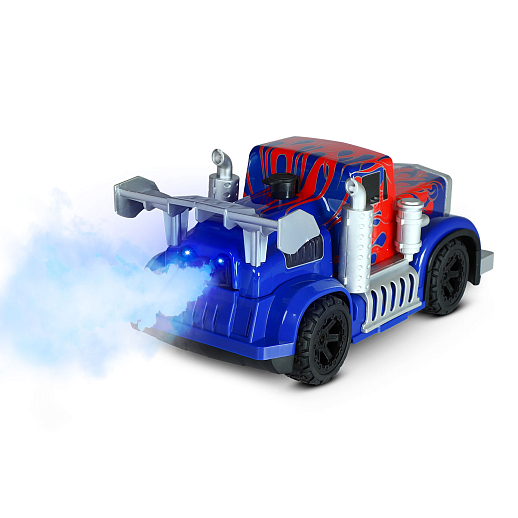 Р/У Грузовик-тягач с паром,подсветкой корпуса и пульта,аккум. в компл.,цвет синий с красн.,в/к 37,1*15*15см в Джамбо Тойз #8
