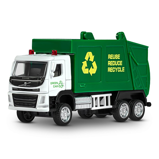 ТМ "Автопанорама" Машинка металлическая 1:72 VOLVO FM мусоровоз, белый, откр. двери, инерция, в/к 17,5*13*6,5 см в Джамбо Тойз #2