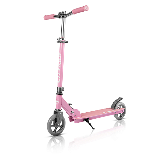 Самокат 2хколесный Материал: Алюминий.Колесо: 145 мм PU,Размер в разложенном виде: 76X36X95 см¶Размер деки: 51X12 см¶Цвет: розовый в Джамбо Тойз #16