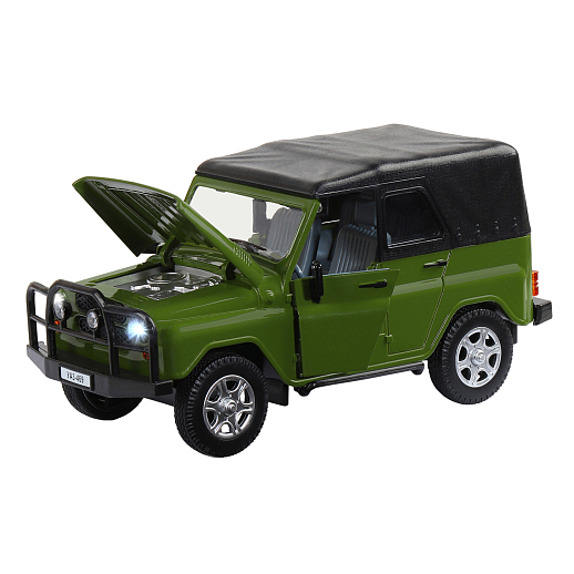 Игрушка для детей: Машинка металлическая 1:24 УАЗ, цвет зеленый хаки, свет, звук, инерция, артикул JB1251784 в Джамбо Тойз #11