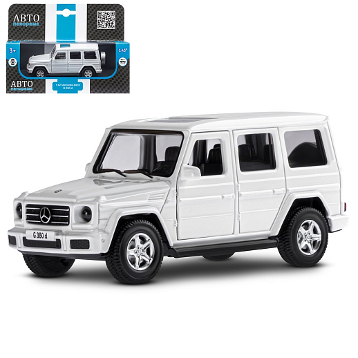 ТМ "Автопанорама" Машинка металлическая 1:42 Mercedes-Benz G350d, белый, откр. двери, инерция, в/к 17,5*12,5*6,5 см в Джамбо Тойз