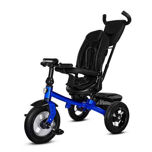 Детский 3хкол. велосипед "CITYRIDE". Пятиугольная рама, сиденье 360, складная крыша D600, подножки, резиновые колеса 12/10, багажник, сумочка, фара, синий в Джамбо Тойз #3