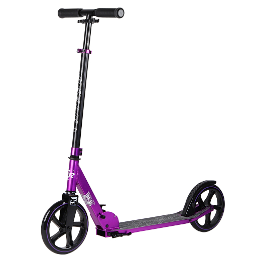 Двухколесный самокат CITYRIDE 200, ал. 50/50%, t-bar сталь, грипсы 135мм TPR, колеса PU 200/200, 86A, подножка, abec 9,  цвет Фиолетовый в Джамбо Тойз #2