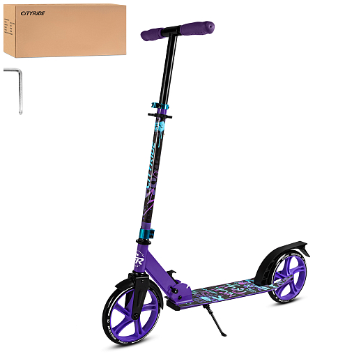 2хкол. самокат CITYRIDE 200, сталь 100%, грипсы 135мм TPR, колеса PU 200/200 мм. Фиолетовый в Джамбо Тойз