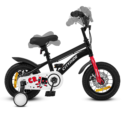 Велосипед двухколёсный CITYRIDE, модель CR-B2-07B, колеса 12", рама сталь, дисковые мех. тормоза, обода сталь, балансирные колёса, цвет черный в Джамбо Тойз #10