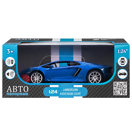 ТМ "Автопанорама" Машинка металлическая, 1:24 Lamborghini Aventador Coupe, синий, откр. двери и капот, свет, звук, свободный ход колес, в/к 24,5*12,5*10,5 см в Джамбо Тойз #20