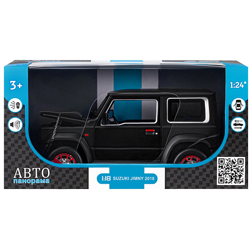 ТМ "Автопанорама" Машинка металлическая, 1:18, Suzuki Jimny, черный, открываются двери, капот и багажник, свободный ход колес, световые и звуковые эффекты, в/к 24,5х12,5х10,5 см в Джамбо Тойз #3