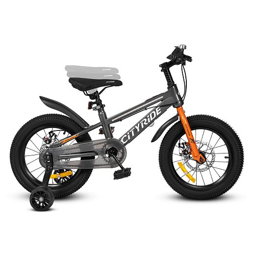Двухколесный велосипед CITYRIDE, модель CR-B2-10, колеса 16 дюймов, рама сталь, дисковые механические тормоза, свет в раме, балансирные колеса, BT, цвет серый металлик в Джамбо Тойз #3