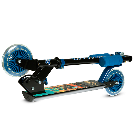 2хкол. самокат CITYRIDE HW 120MM, 100% сталь, мягкие грипсы 95мм, колеса PVC 120/120 мм, черный - синий в Джамбо Тойз #10