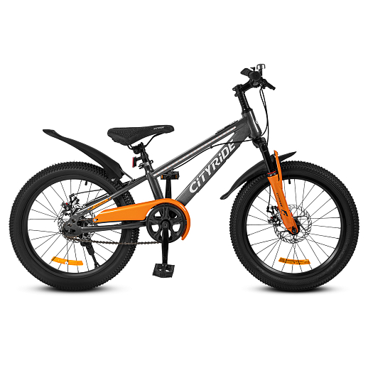 Двухколесный велосипед CITYRIDE, модель CR-B2-10, колеса 20 дюймов, рама сталь, дисковые механические тормоза, свет в раме, подножка, BT, цвет серый металлик в Джамбо Тойз #2