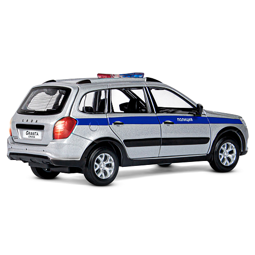 Машинка металлическая Автопанорама, инерционная, коллекционная модель LADA GRANTA CROSS "Полиция" масштаб 1:24, свет, звук, открываются 4 двери, капот, багажник,серебряный, в/к 24,5*12,5*10,5 см в Джамбо Тойз #8