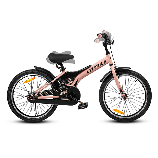 Детский велосипед "Cityride REVO", модель CR-B2-05, рама сталь, кожух цепи 100%, обода алюм. 20", втулки сталь, покрышки 2,125, подножка, руль сталь. вынос сталь, задние ножные тормоза, передний клещевой, крылья пластик, отражатели пер/зад и на спицах, цвет розовый в Джамбо Тойз #6