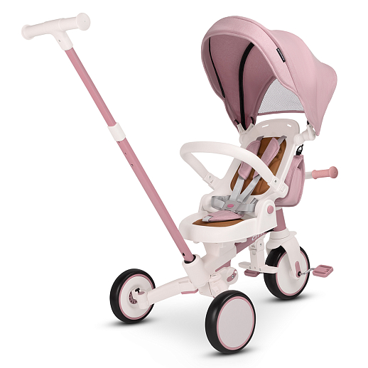 Детский трехколесный велосипед "CITYRIDE". Рама алюминий, может трансформироваться, подножки, колеса 8/7 EVA, капюшон, род. ручка, розовый в Джамбо Тойз #15