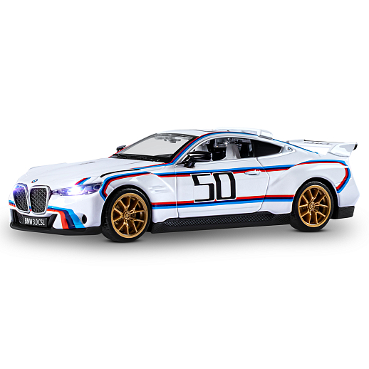 ТМ "Автопанорама" Машинка металлическая 1:34 BMW 3.0 CSL, белый, свет, звук, откр. двери, в/к 17,5*13,5*9 см в Джамбо Тойз #3