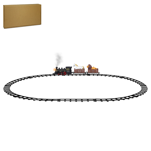 Железная дорога на бат. 15 дет. свет, звук, пар в/к 37,0*9,0*20,0 см в Джамбо Тойз