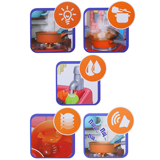Игровой набор Amore Bello "Кухня" с паром, кран с водой, свет, звук, продукты меняют цвет, в комплекте 42 предмета, в/к  48х15х36 см в Джамбо Тойз #11