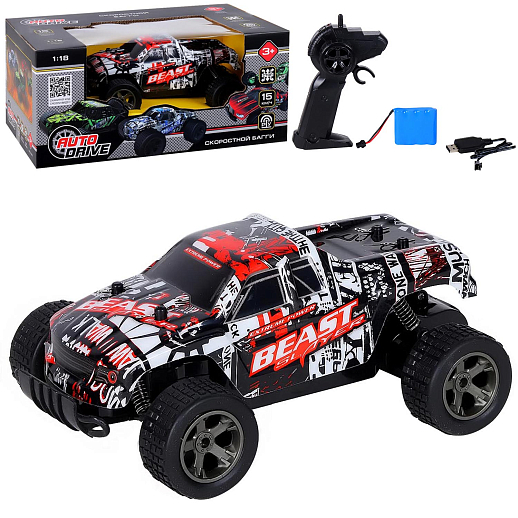 AUTODRIVE Р/у скоростной багги, М1:18, 2,4GHz, до 15км/ч, аккум.в компл., цвет красный, в/к 31*19,2*14,3 в Джамбо Тойз