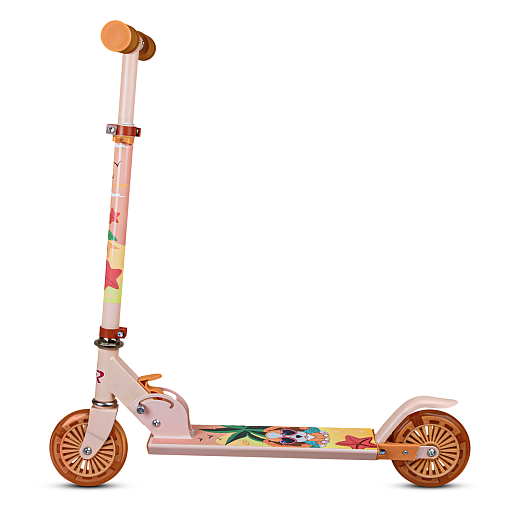 Двухкол. самокат CITYRIDE, ал. 50/50% , t-bar алюм, дека сталь, грипсы 95мм TPR, колеса PVC 120/120 мм, коралловый с принтом в Джамбо Тойз #4