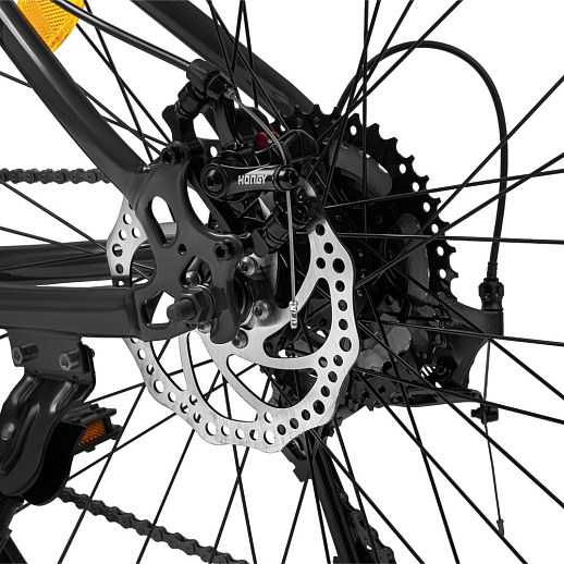 Велосипед CITYRIDE 26", модель CR-B2-SH03, рама сталь, обода двойные алюминий, трансмиссия 1*9 ск, амортизационная вилка, дисковые мех. тормоза, цвет серый в Джамбо Тойз #9