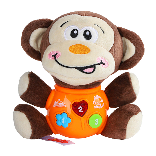 ТМ "Smart Baby" Развивающая мягкая игрушка "Обезьяна" цвет оранжевый, 17 звуков природы , сказок, ме в Джамбо Тойз #2