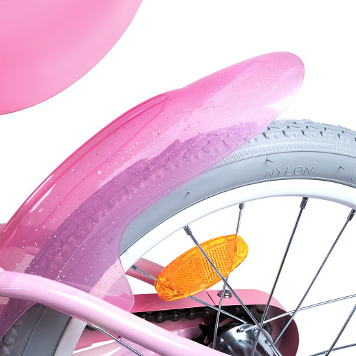 Велосипед двухколёсный CITYRIDE, модель CR-B2-09H, колеса 16", рама сталь, колеса алюминий, балансирные колеса, пластиковая корзинка, оплетка тормозных рубашек в  декортаивных бусинах, цвет розовый в Джамбо Тойз #8
