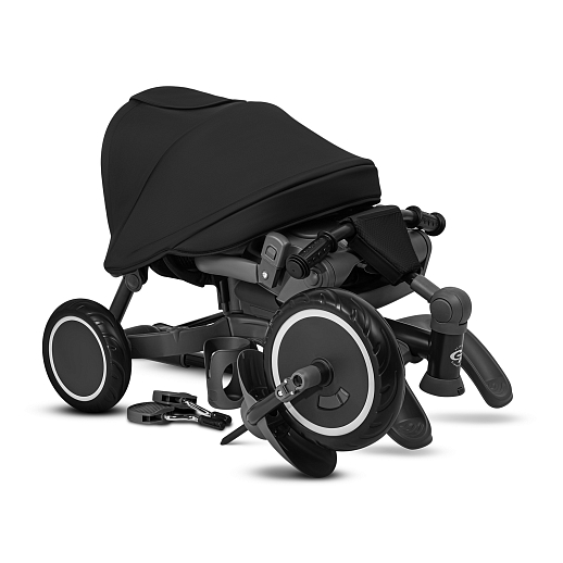 Детский 3х колесный велосипед "CITYRIDE". Сиденье поворачивается на 360°, подножки, колеса 9,5/7,5 EVA, капюшон, род. ручка,  серый в Джамбо Тойз #8