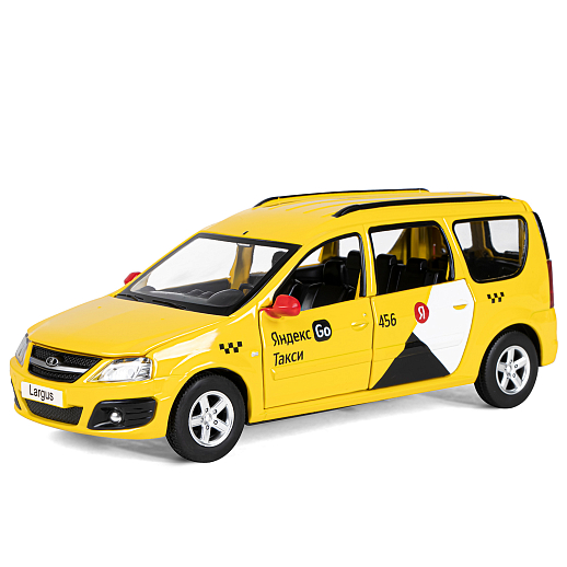 Машинка металлическая Яндекс Go, инерционная, коллекционная модель LADA LARGUS, масштаб 1:24, цвет желтый, открываются 4 двери, капот, багажник, свет, звук, в/к 24,5*12,5*10,5 см в Джамбо Тойз #2