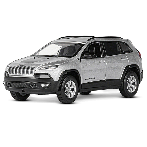ТМ "Автопанорама" Машинка металл. 1:32 Jeep  Cherokee, серебряный, инерция, свет, звук, откр. двери и багажник, в/к 17,5*13,5*9 см в Джамбо Тойз #2