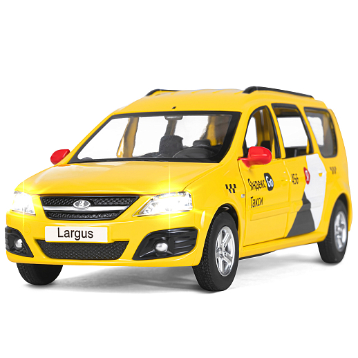 Машинка металлическая Яндекс Go, инерционная, коллекционная модель LADA LARGUS, масштаб 1:24, цвет желтый, открываются 4 двери, капот, багажник, свет, звук, в/к 24,5*12,5*10,5 см в Джамбо Тойз #4