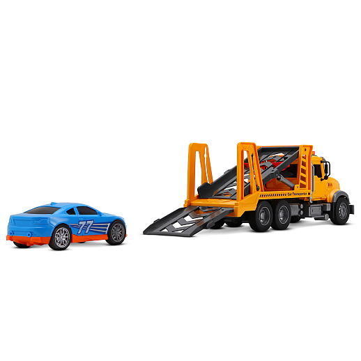 AUTODRIVE Фрикционный Автовоз с машинкой,помповый механизм,звук,свет,на бат.,в/к 41,5*14*21см в Джамбо Тойз #17