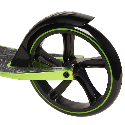 Двухколесный самокат CITYRIDE 200, ал. 50/50%, t-bar сталь, грипсы 135мм TPR, колеса PU 200/200, 86A, подножка, abec 9, цвет Зеленый в Джамбо Тойз #6