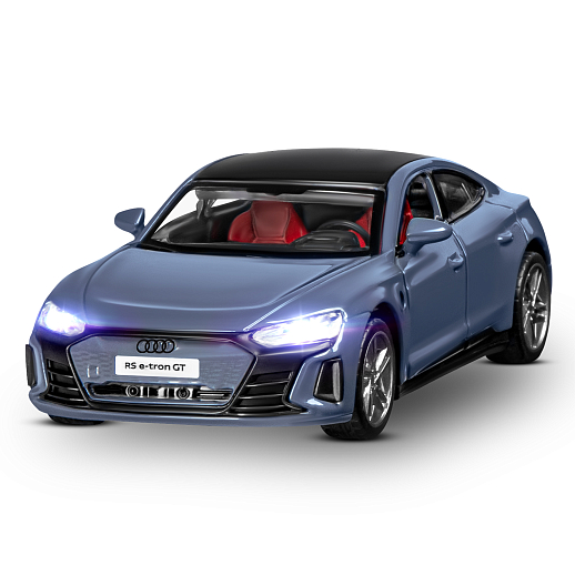 Машинка металлическая 1:36 Audi RS e-tron GT с зарядной станцией, серый, свет, звук, откр. двери и капот, инерция, в/к 20,6*9,*9 см в Джамбо Тойз #2