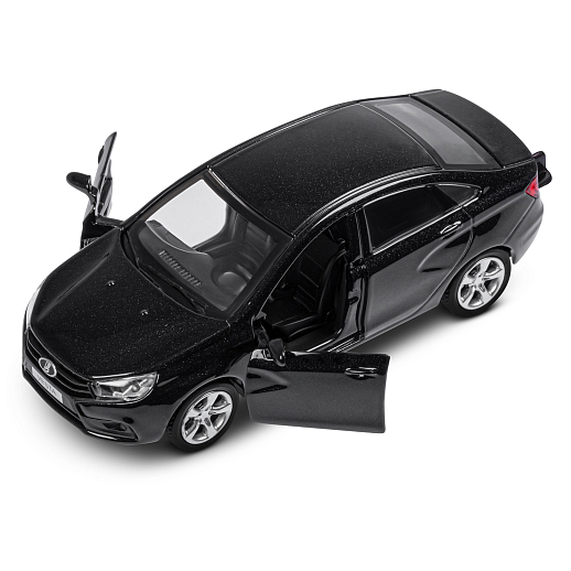 ТМ "Автопанорама" Машинка металлическая 1:43, LADA VESTA черная, откр. 2 двери., инерция + прицеп с дорожными знаками в Джамбо Тойз #12