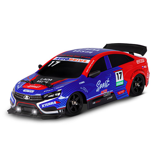 AUTODRIVE Р/У Машина для дрифта LADA Vesta с паром,1:16,2.4GHz,4WD,запасн.колеса 4шт.,свет,с аккум,в/к 31*15*15см в Джамбо Тойз #7
