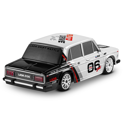 AUTODRIVE Р/У Машина для дрифта LADA 2106,М1:24,2.4GHz,4WD,свет фар,4 доп.колеса,конусы,с аккум.,цв. белый/серебро/черн.,в/к 20,5*13*13см в Джамбо Тойз #8